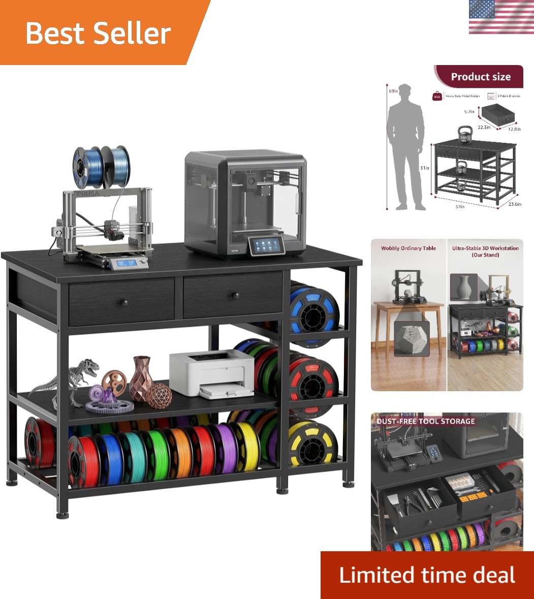 3D Printer Stand with Filament Storage - Heavy Duty 3-Tier 3 D Printer Table ...