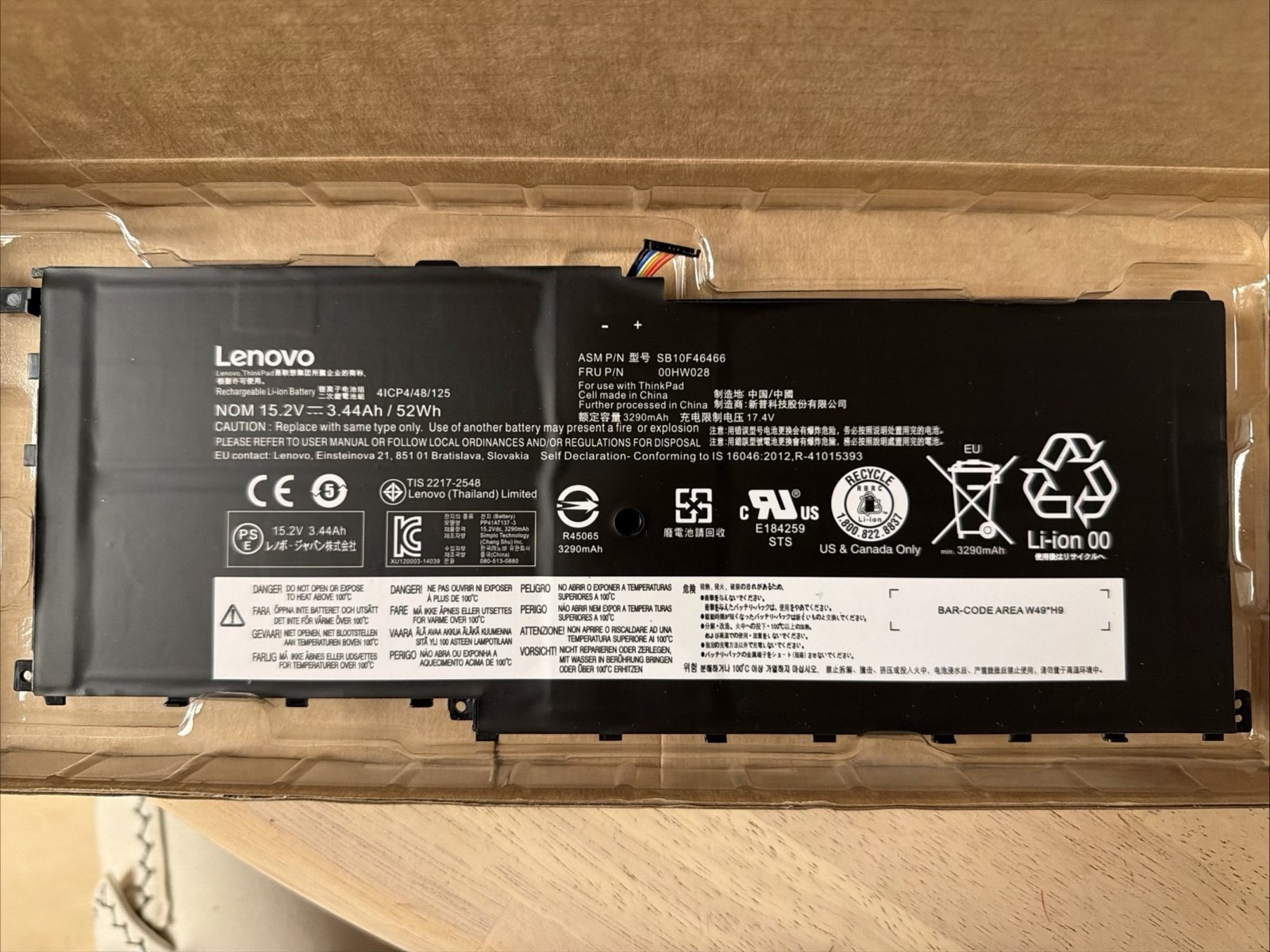 Genuine 00HW028 00HW029 Battery For Lenovo ThinkPad X1 Carbon 4th Gen X1 Yoga US