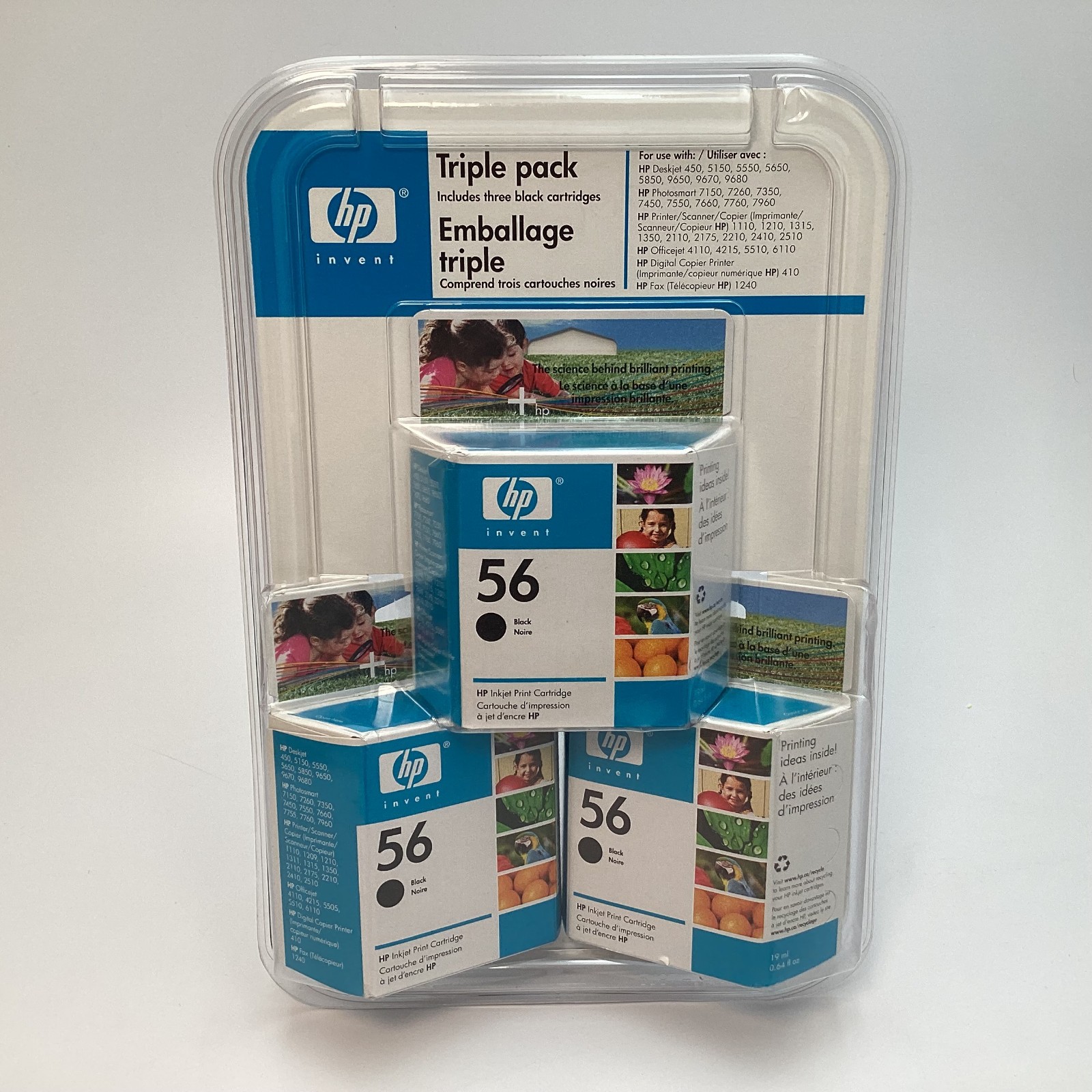HP 56 Black Inkjet Print Cartridge Triple Pack C6656AN - Expired OCT 2006 Sealed