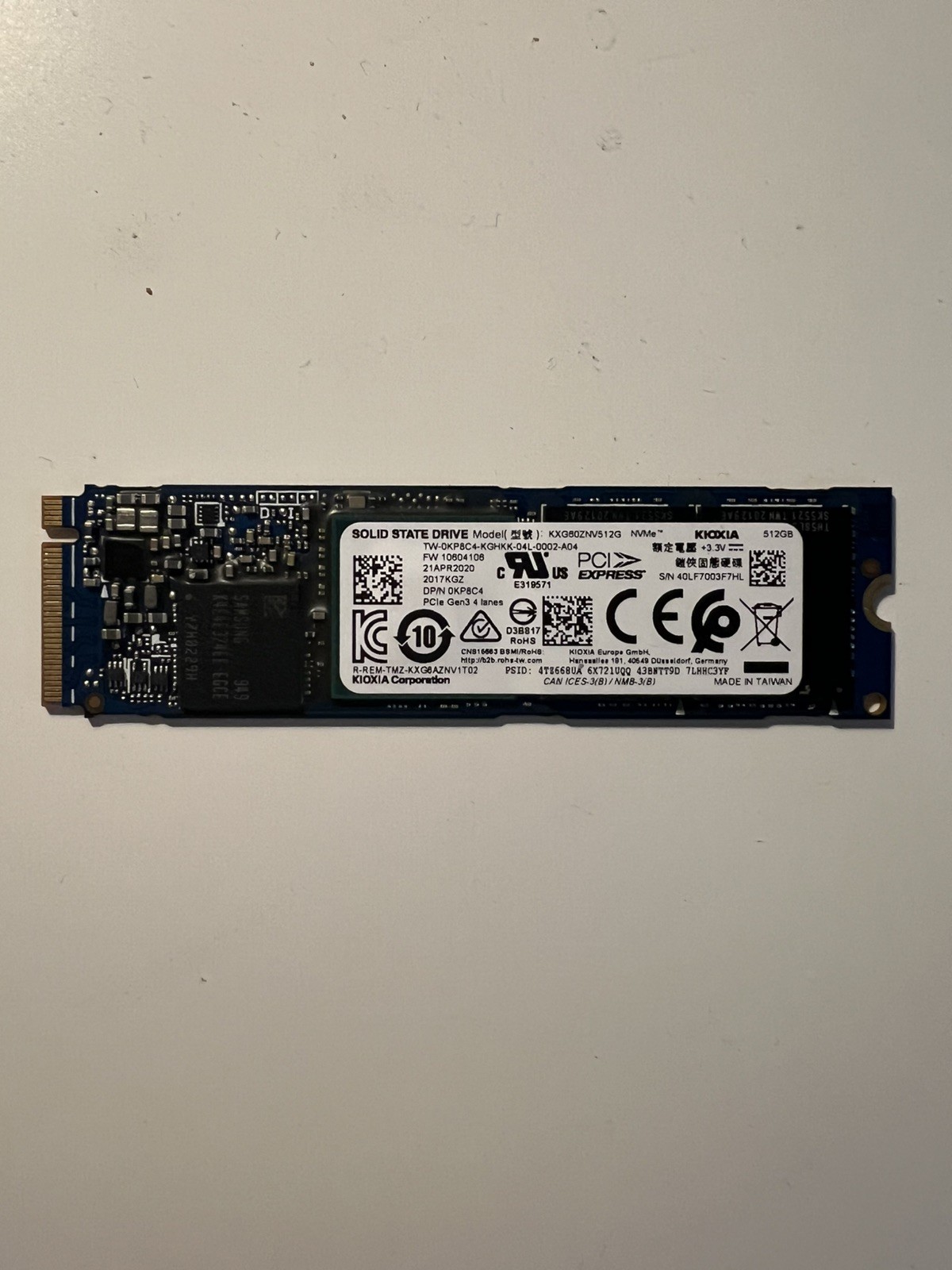 Kioxia 512GB M.2 2280 NVMe Gen3x4 SSD KXG60ZNV512G
