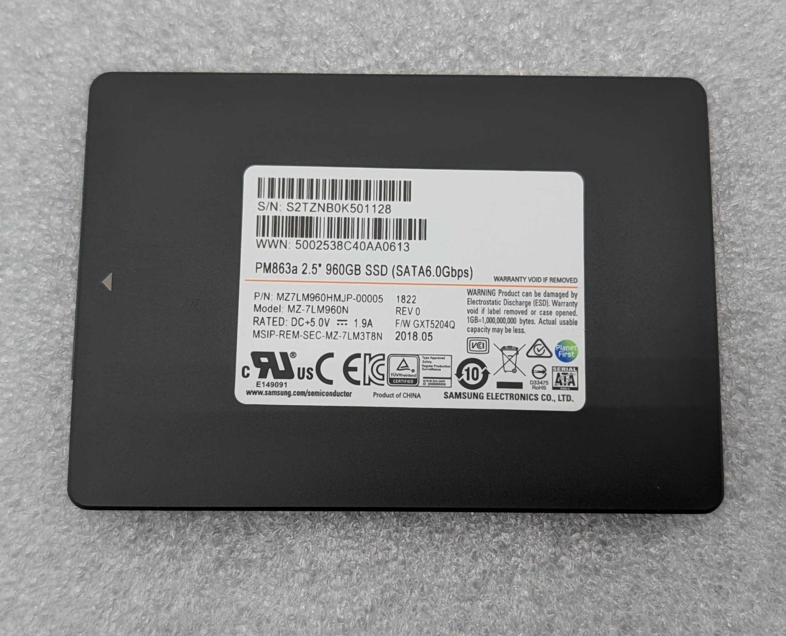 Samsung PM863A 960GB SSD Drive 2.5" SATA MZ-7LM960N