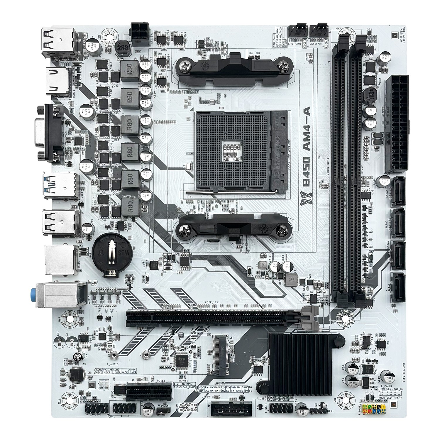 B450 AM4 Motherboard White for AMD Ryzen 1-5th gen DDR4 NVMe/SATA M.2