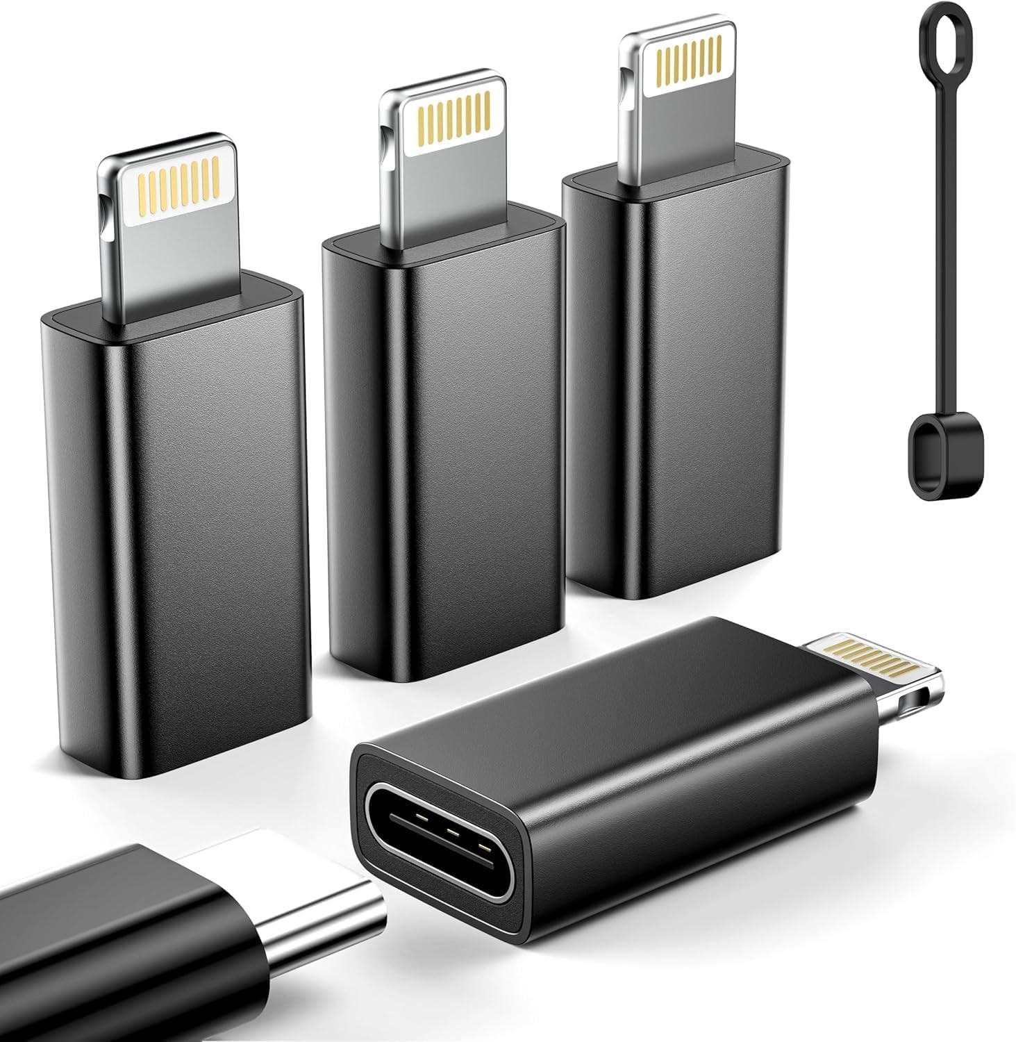 YFMaiQi MFi Certified USB C to Lightning Adapter 4 Pack,27W Fast Black