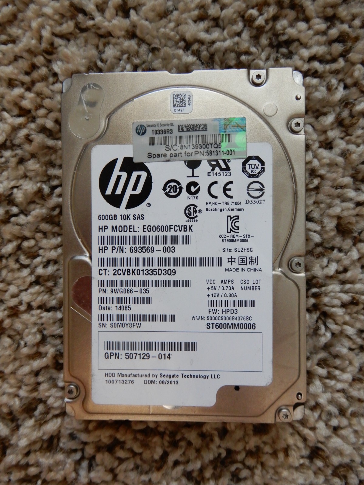 Seagate HP ST600MM0006 600 GB SAS 2 2.5" Enterprise Hard Drive