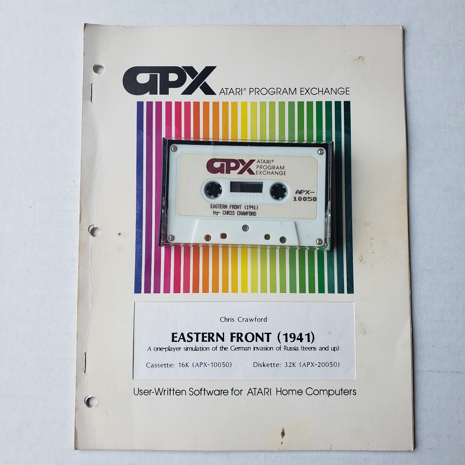 APX Atari Program Exchange Product Eastern Front 1941 16K Cassette Game & Manual