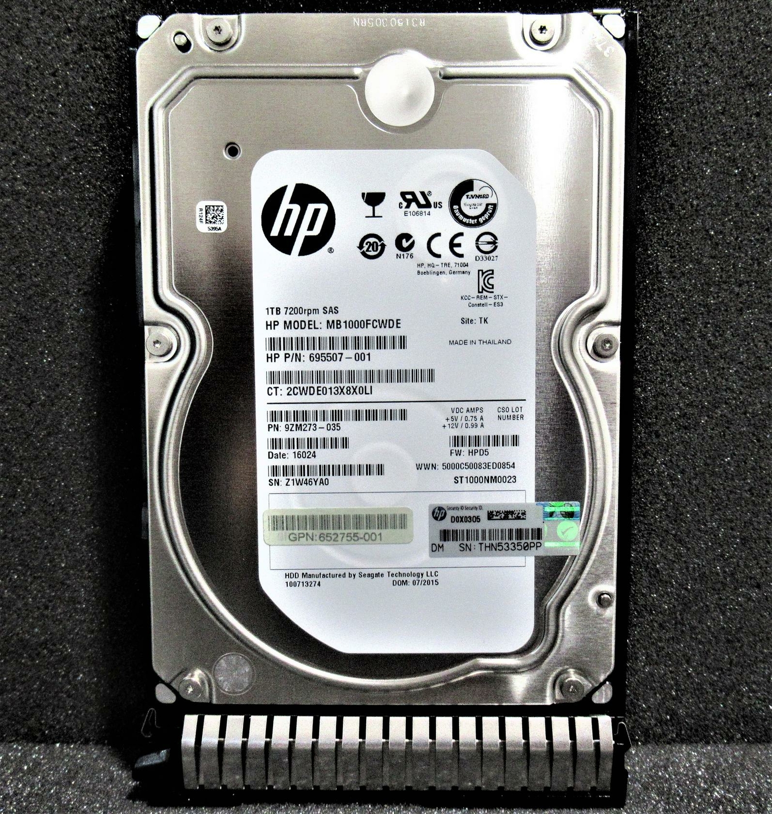 461137-B21 HP MB1000FCWDE 1TB 7.2KRPM 6Gb/s 3.5"SAS SERVERHDD Hard Drive W/Caddy
