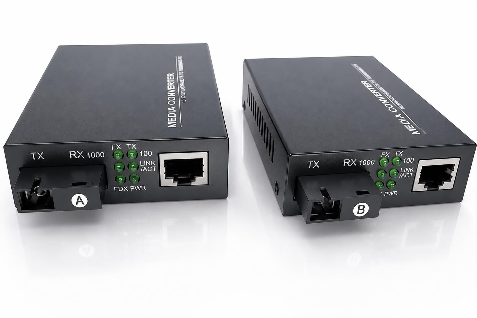 Elfcam® - 1 Pair Gigabit Fiber Ethernet Converters 1000M/100M/10M, SFP Medi