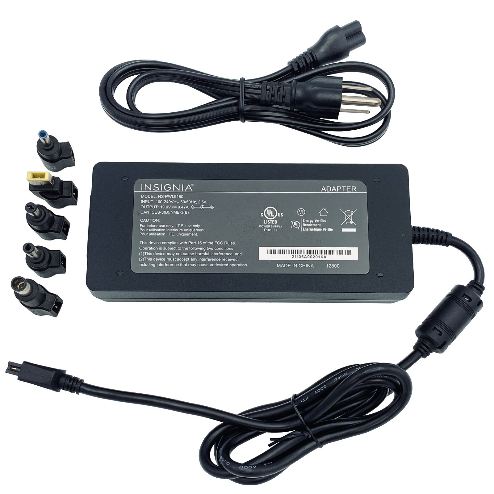 Genuine Insignia Universal Tips 19V 9.74A 180W Laptop Charger NS-PWL9180-C 12800