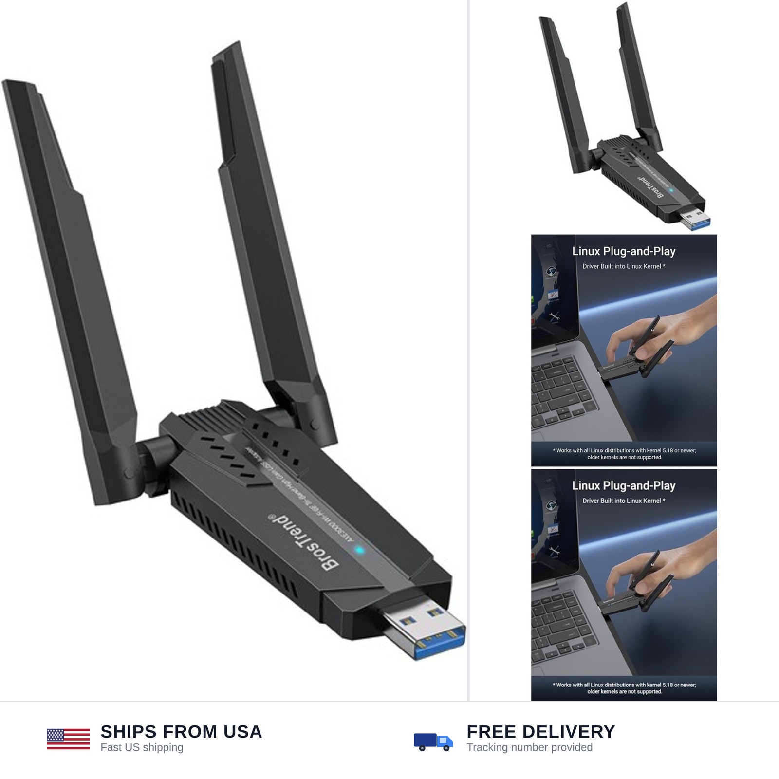BrosTrend AXE3000 Linux WiFi Adapter Plug & Play for Kernel 5.18+ ver. AX9L