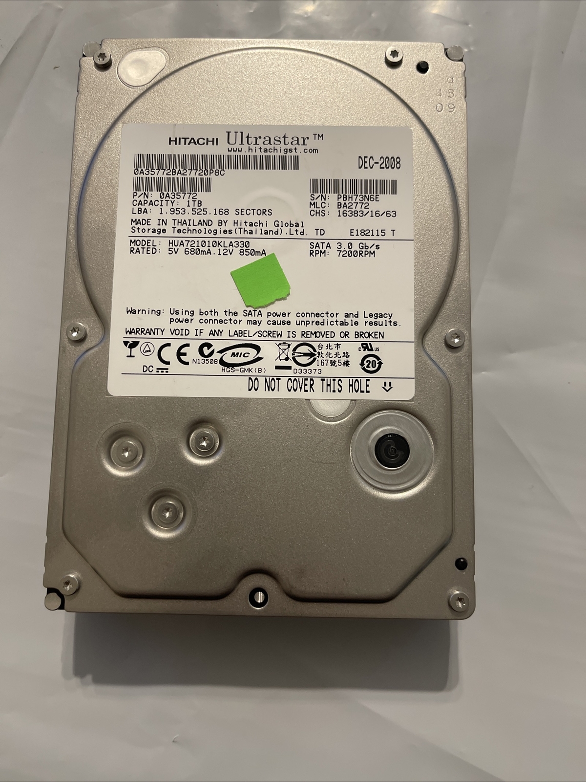 Hitachi HUA721010KLA330 0A35772 1TB 7200RPM SATA 3.5" HDD 