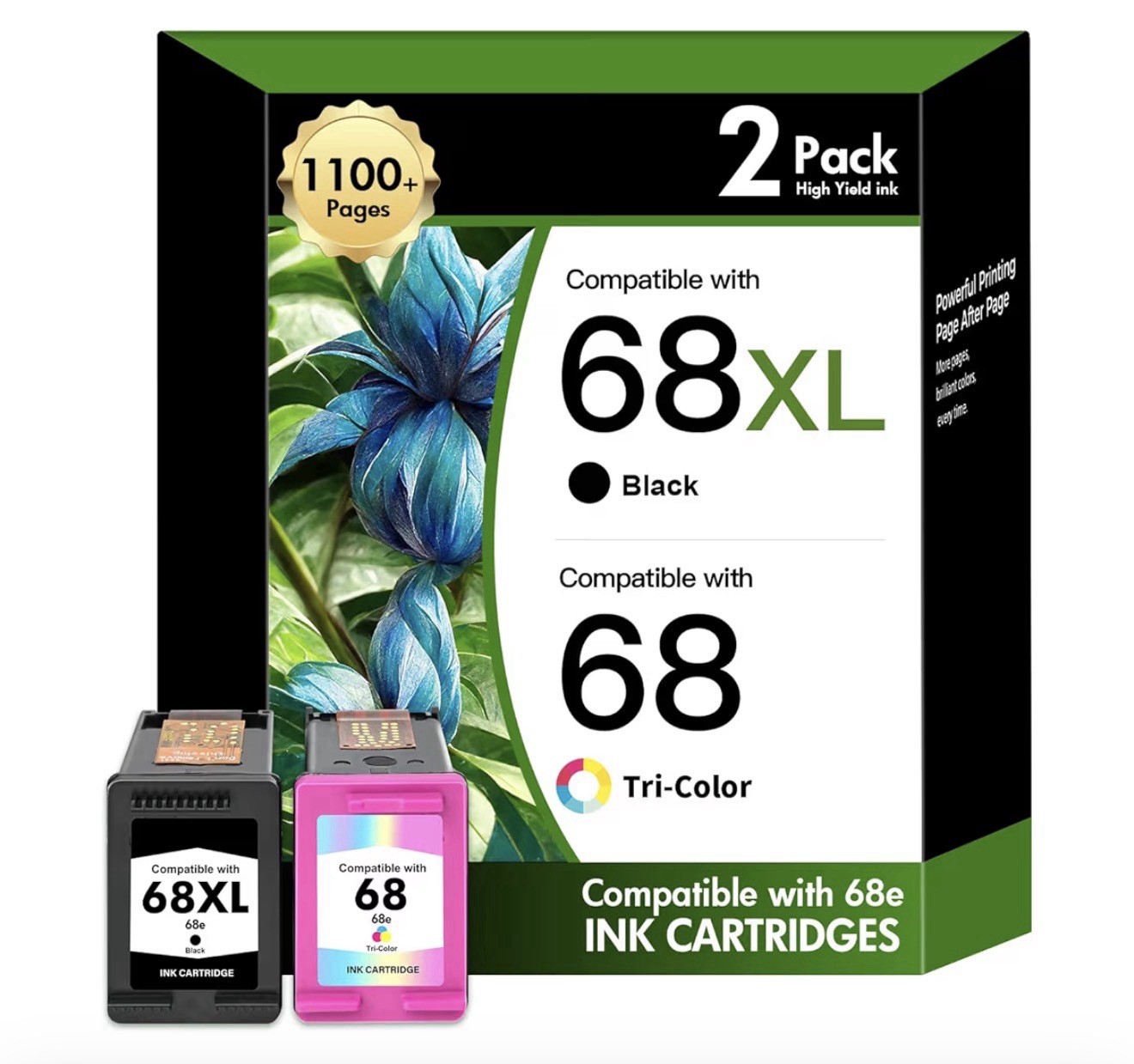 Reman 68XL 68 Ink Cartridges Combo Pack Black Tri-Color for HP Envy 6100e