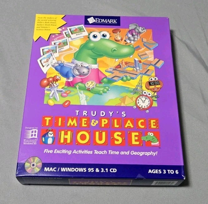 Rare Trudy's Time & Place House Edmark PC Big Box CD-ROM Win/Mac Software HTF