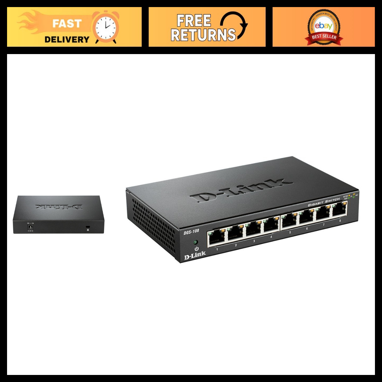 8-Port Gigabit Ethernet Switch, Unmanaged Network Hub, High-Speed Connectivity