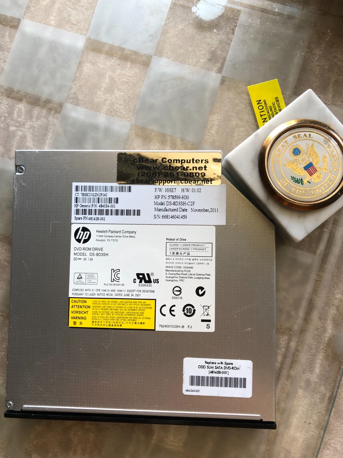 HP DL380 DL580 DL980 DL385 G7 SATA DVD 481428-001