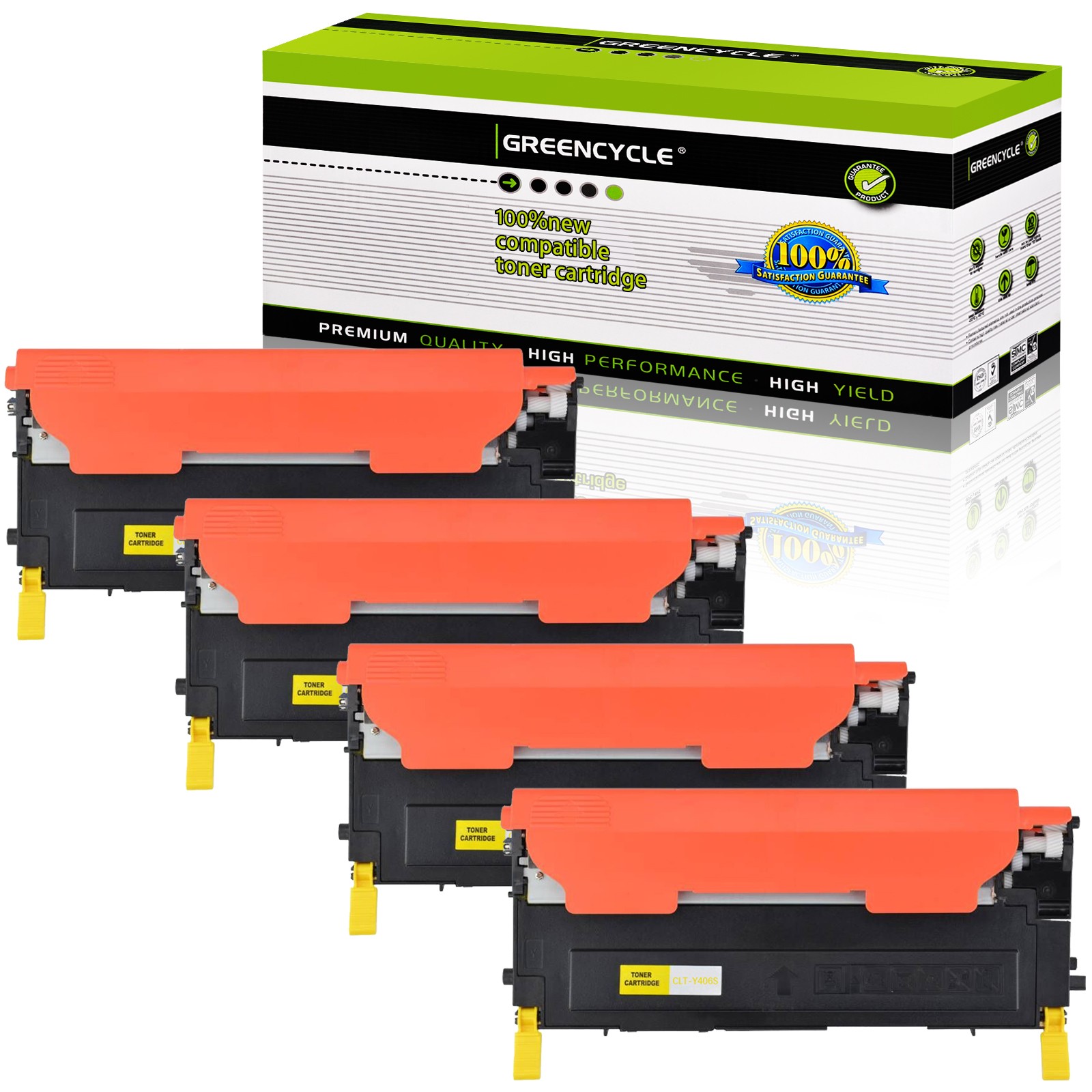 4 Yellow Toner for Samsung CLT-Y406S CLT-406S SL-C410 C412W C413w C460W/FW C463W