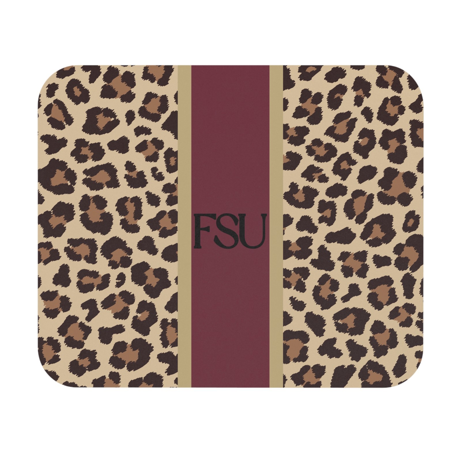 Custom Monogram Leopard Mouse Pad FSU Noles Personalized Desk Garnet Gold