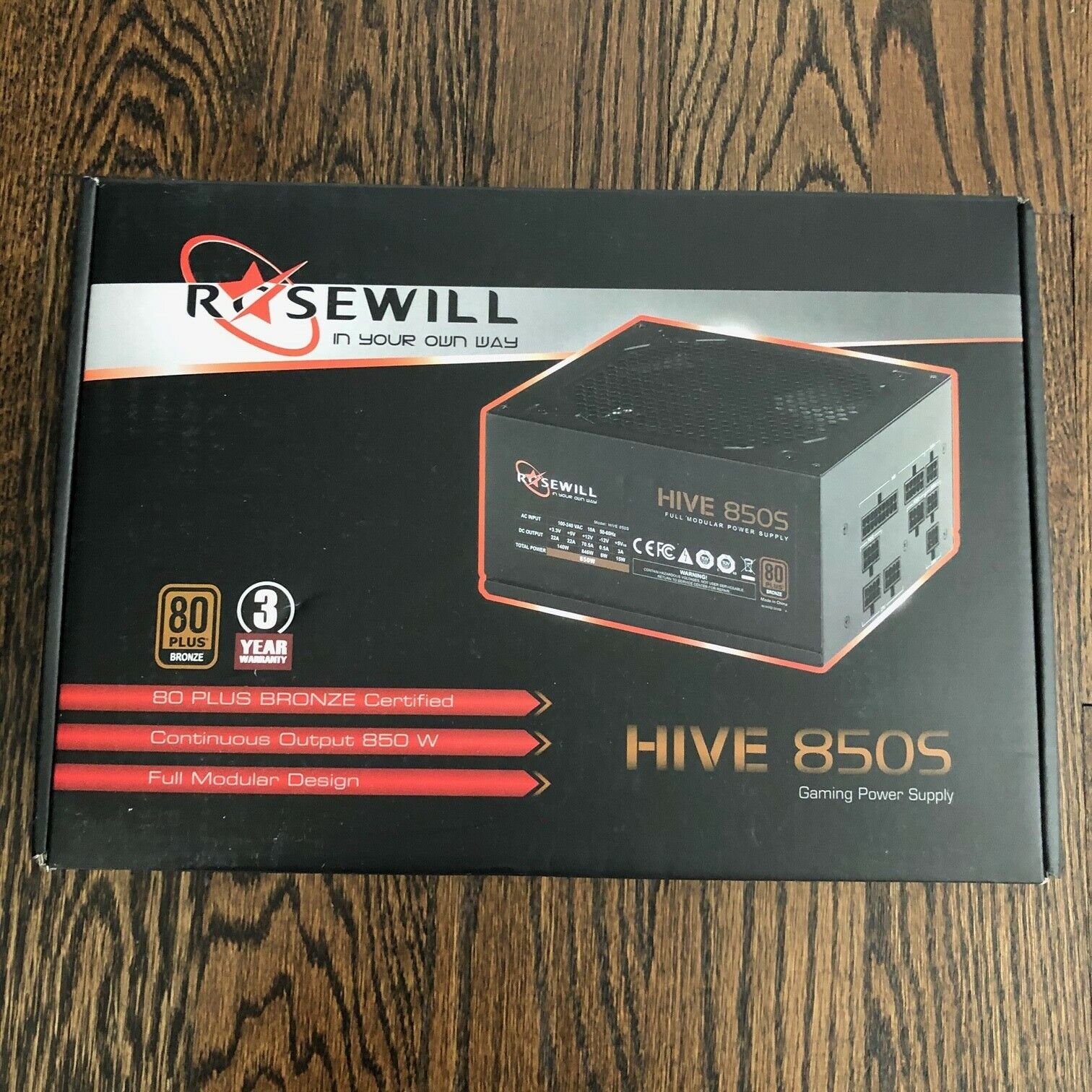 Rosewill Hive 850W Gaming Power Supply 80 PLUS Bronze Certified - Open Box