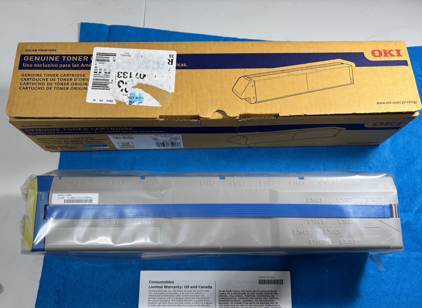 OKI High Capacity YELLOW Genuine Toner Cartridge C931 C941 p/n 45536513