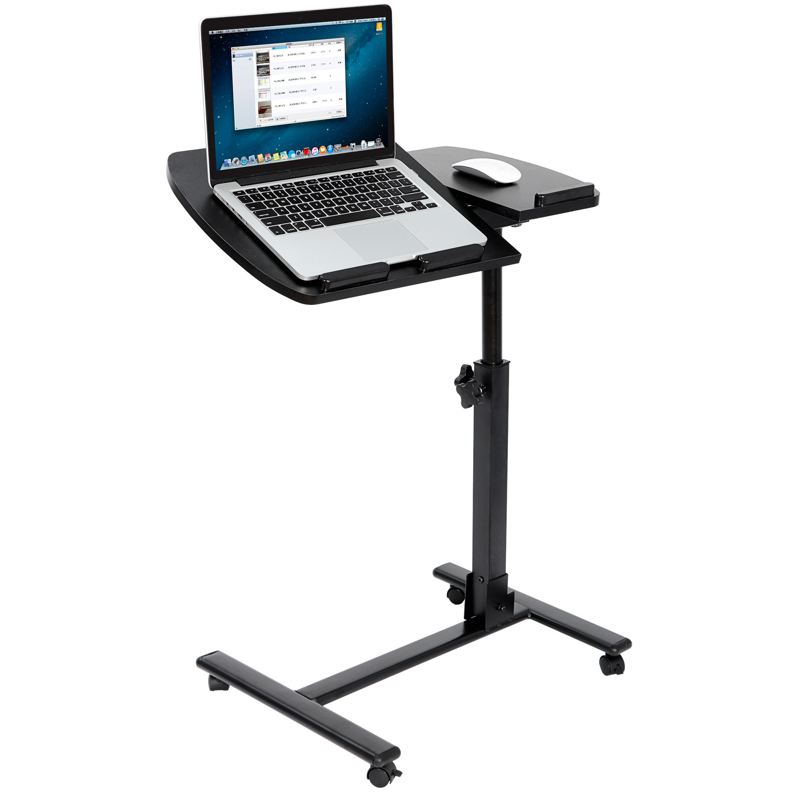 Mobile Adjustable Height Laptop Stand Notebook Rolling Laptop Desk W/ 4 Casters