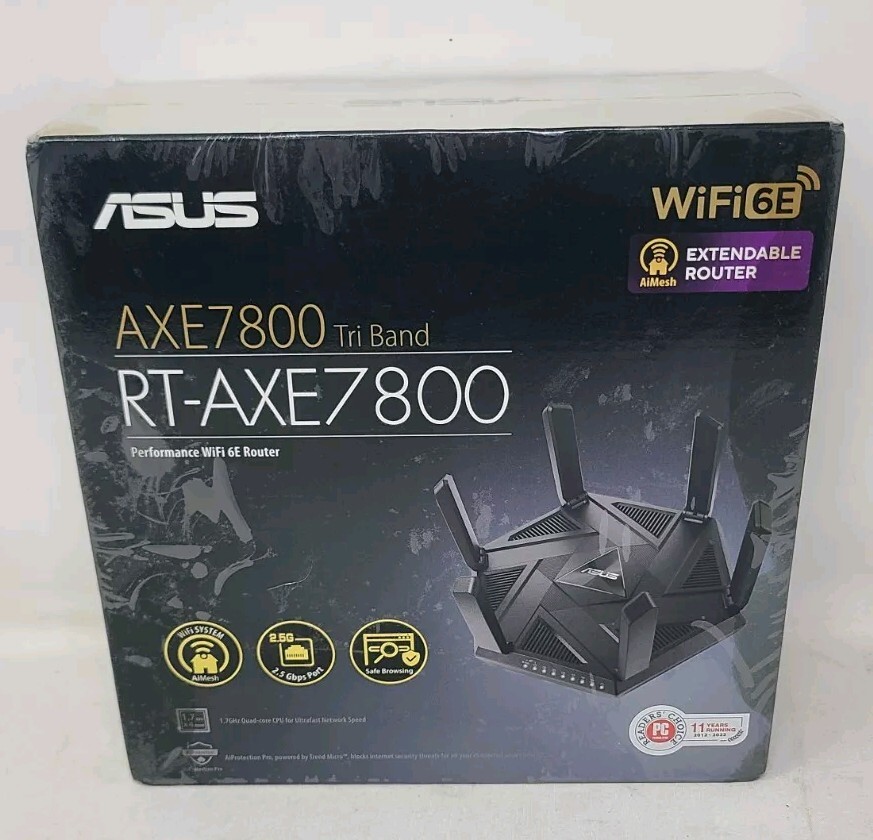ASUS - RT AXE7800 Tri-Band Wi-Fi Router - Black. New-Factory Sealed *Box Damage*