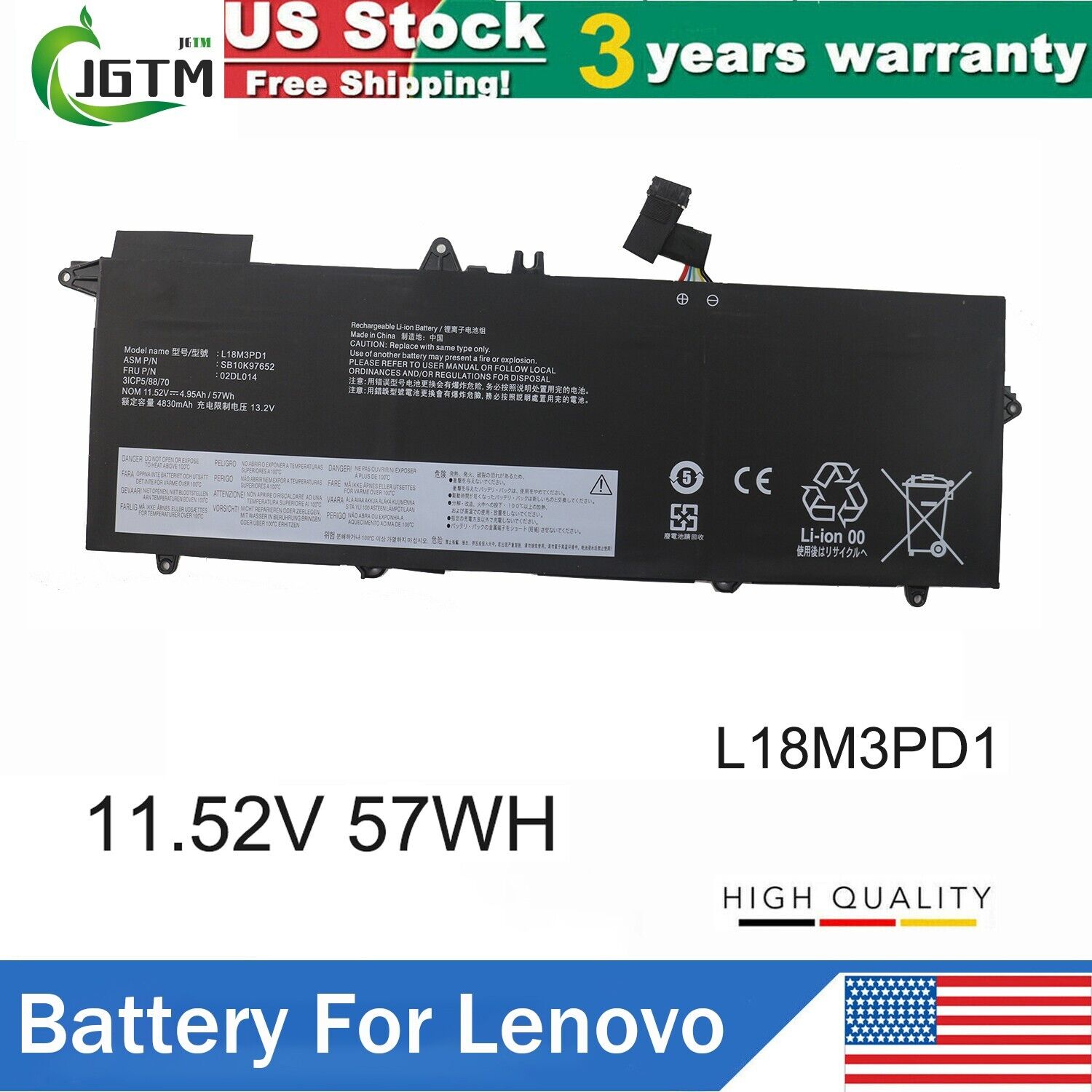 L18M3PD1 Battery For Lenovo ThinkPad T490s T495s T14s Series L18C3PD1 L18L3PD1
