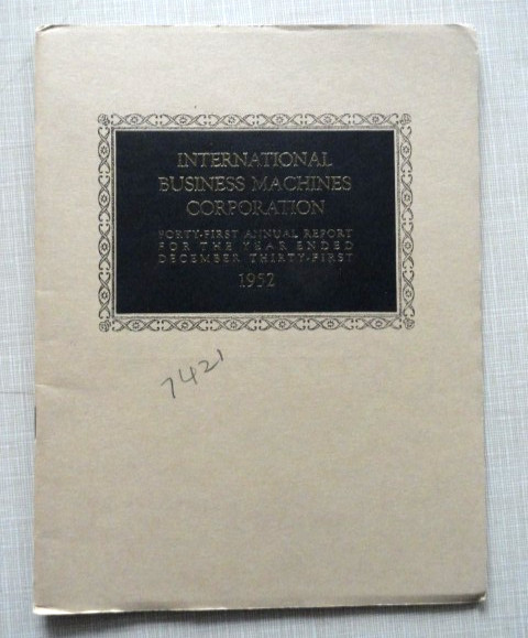 1952 IBM Annual Report - 8"x6" 16 pages - Please read - RARE