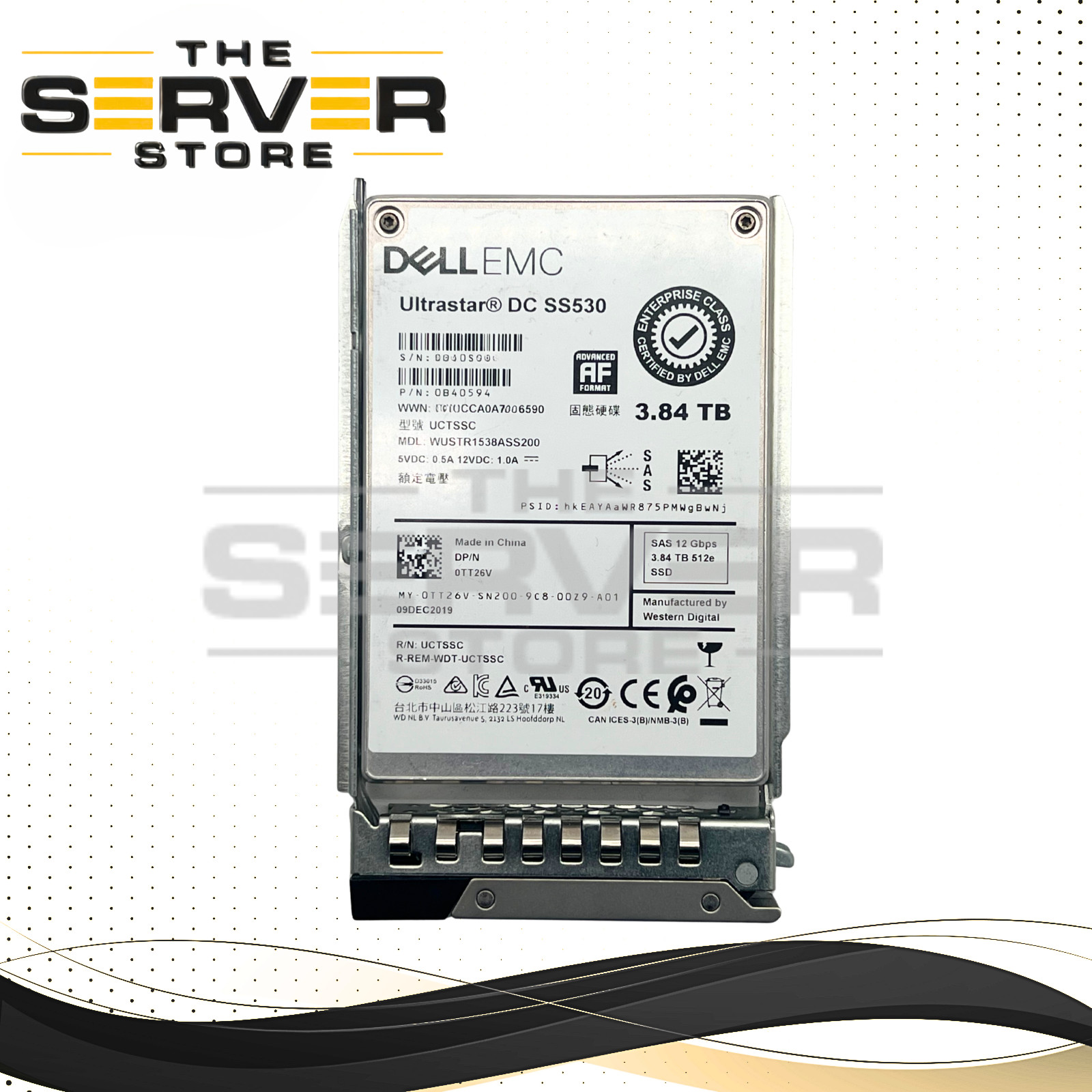 (NOB) 3.84TB WD Ultrastar SS530 12Gbps SAS SSD for Dell PowerEdge R6525 / R7525