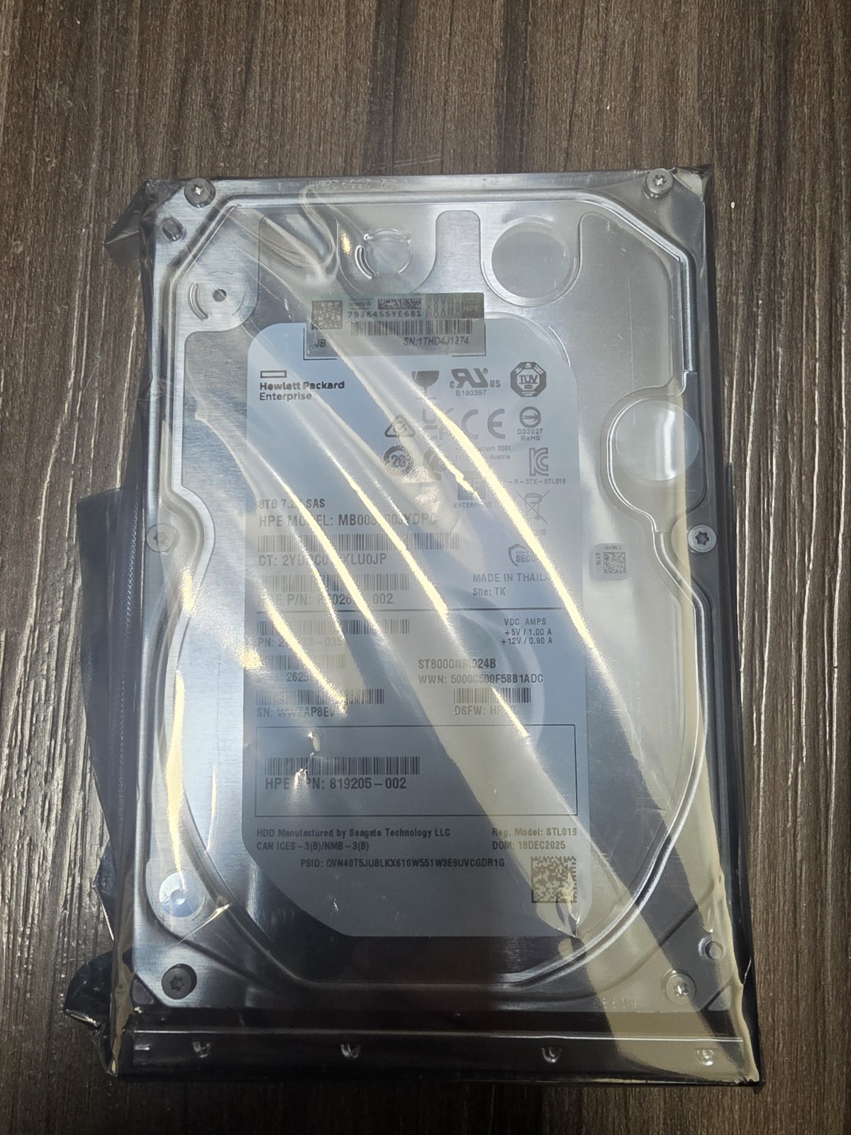 HPE 8TB 12G SAS 3.5 HDD P50263-002 834031-B21 MB008000JYDPC - New Pull