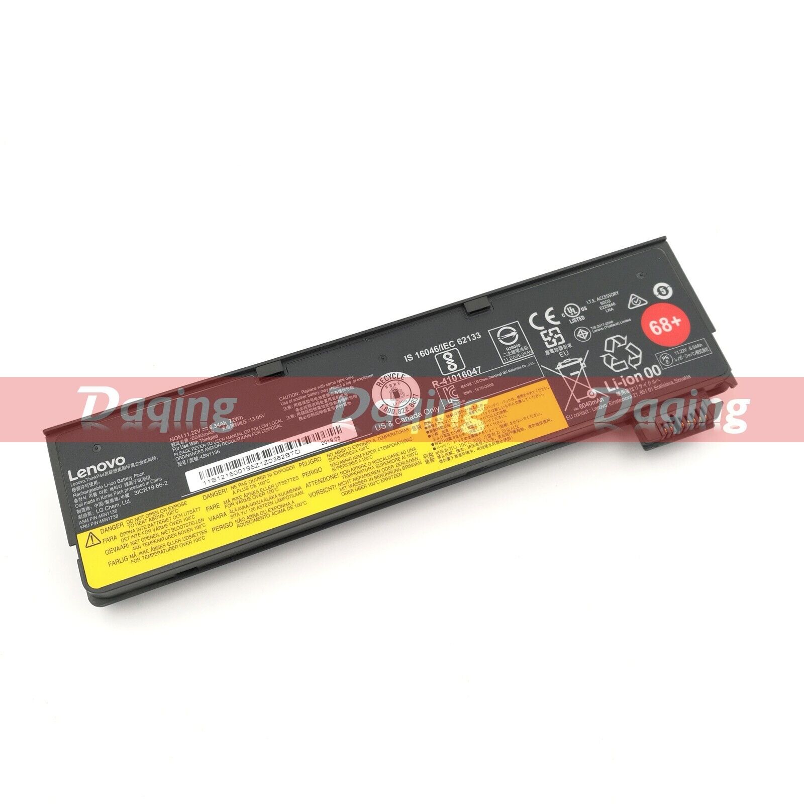 Original 68+ 72Wh Battery for Lenovo ThinkPad X240 X250 T450 T440 T440s 45N1136 