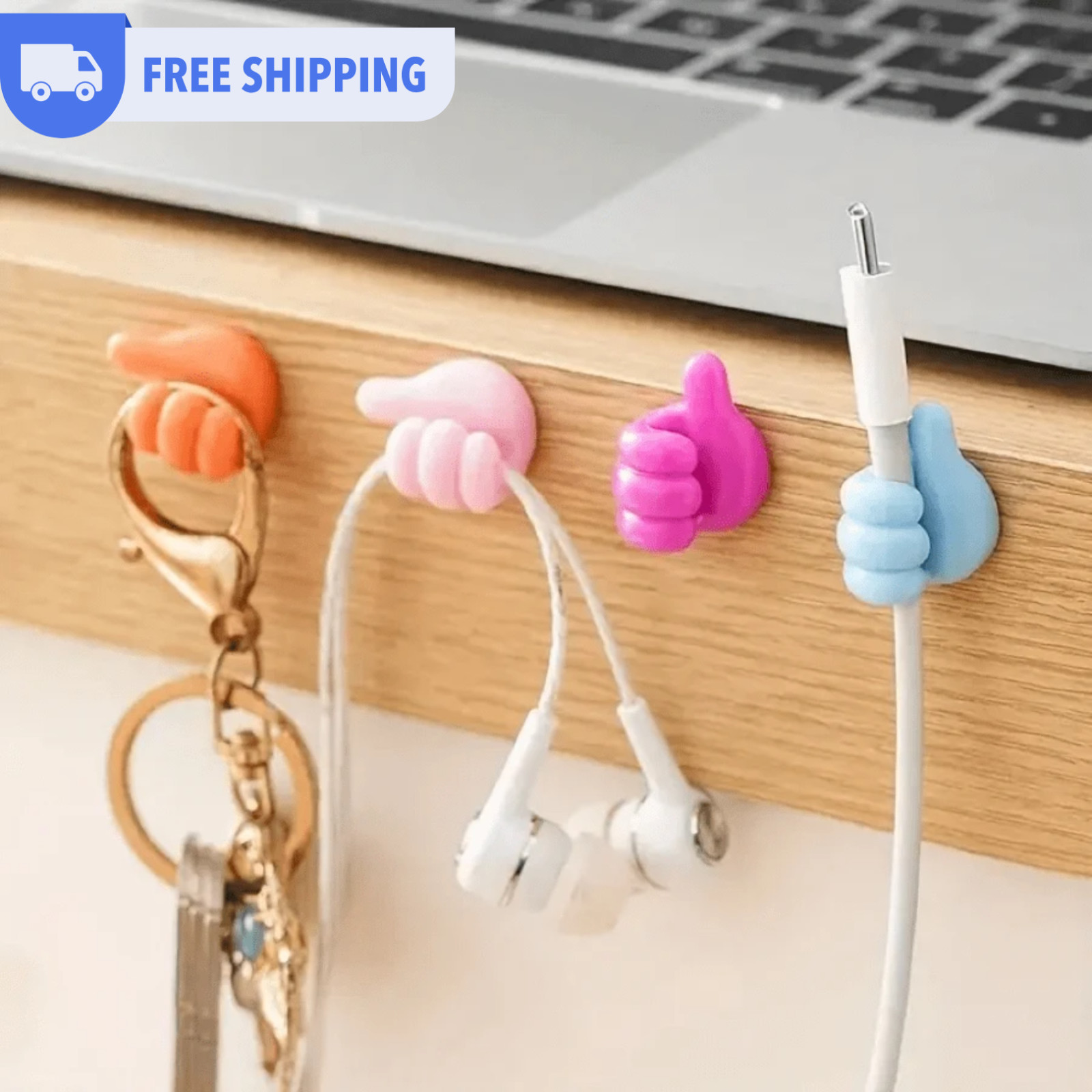 10x Cable Clip Organiser Hand Thumb Holder Self Adhesive Wire Lead Management