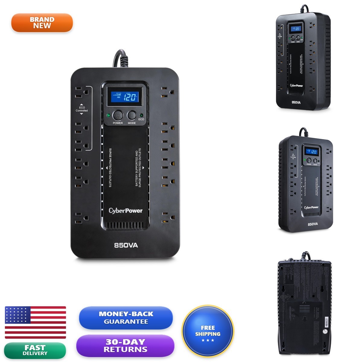 CyberPower EC850LCD Ecologic UPS Battery Backup And Surge Protector