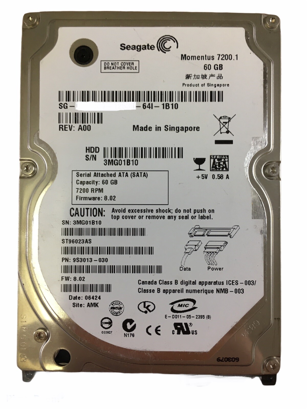 2 Seagate Momentus 60GB, 2.5" SATA Hard-Drives HDD, 7200RPM