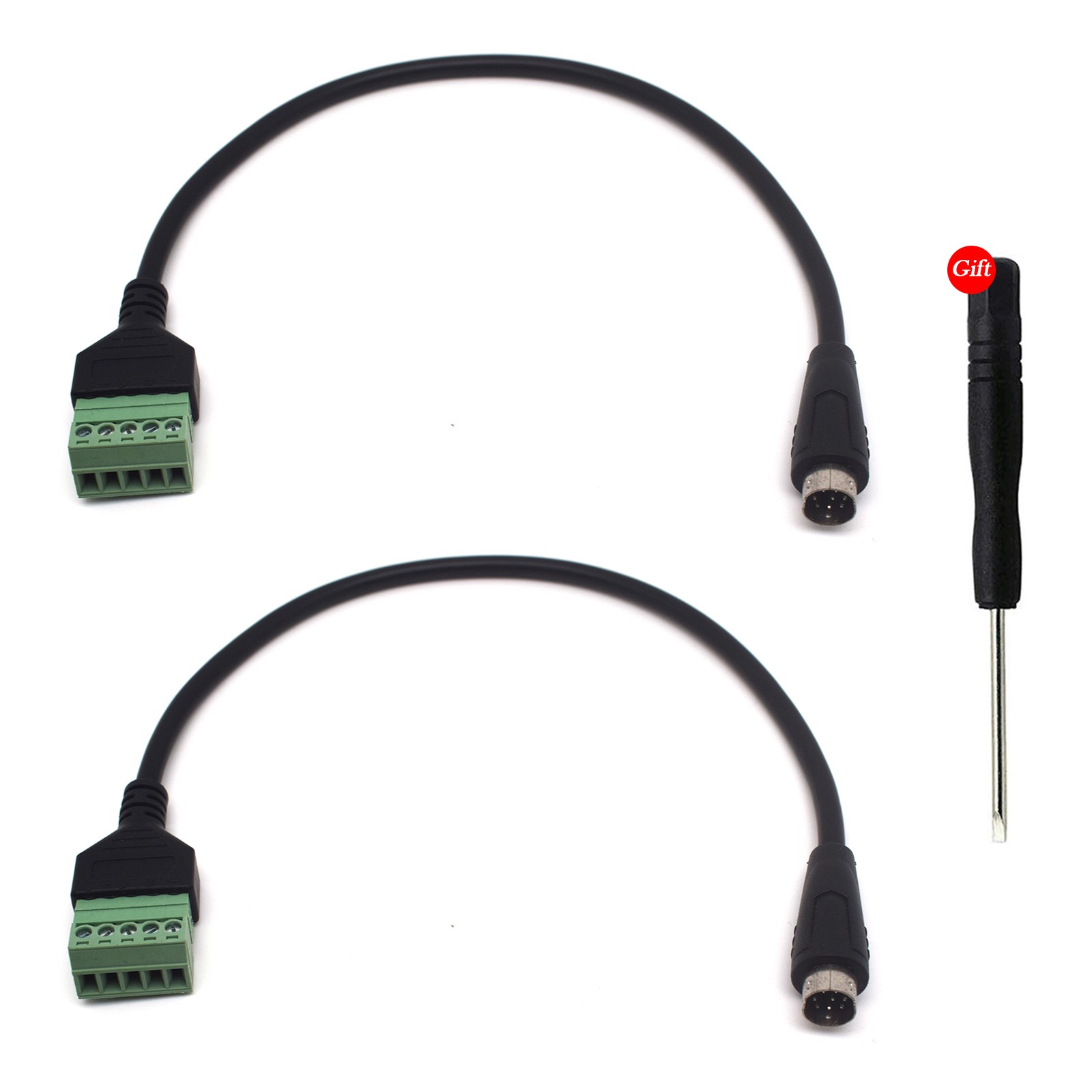 2pcs 8-Pin Mini DIN Male to 5-Pin Screw Terminal Block Cable DIY Wiring Adapter