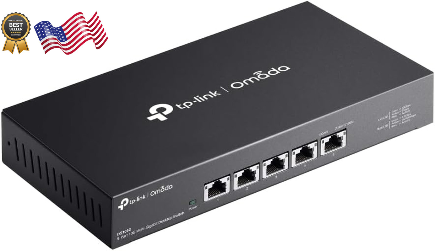 TP Link Omada 5 Port 10G Unmanaged Switch 100Gbps Capacity 5 Speed