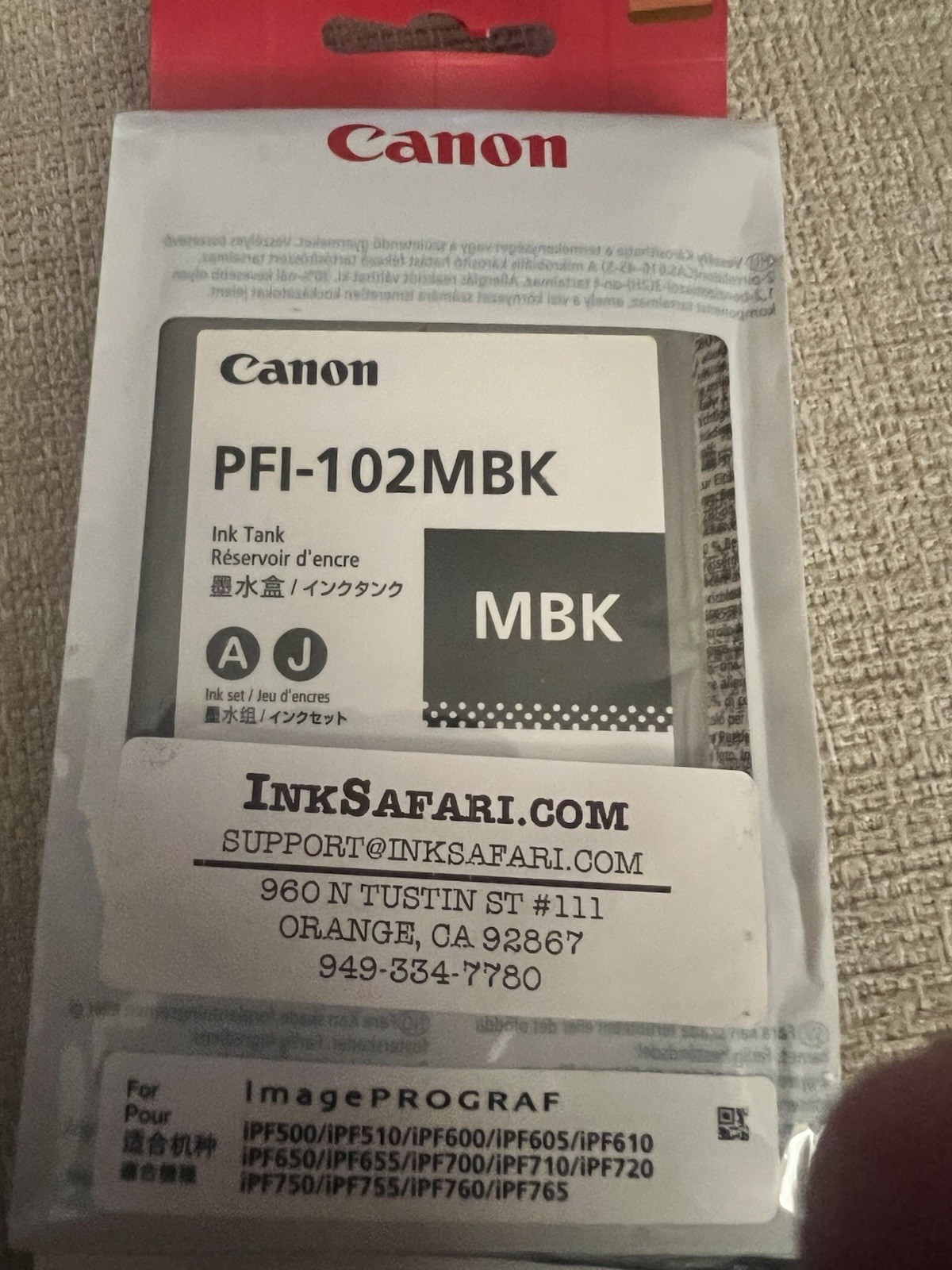 Genuine OEM Canon PFI-102MBK Matte Black Ink 
