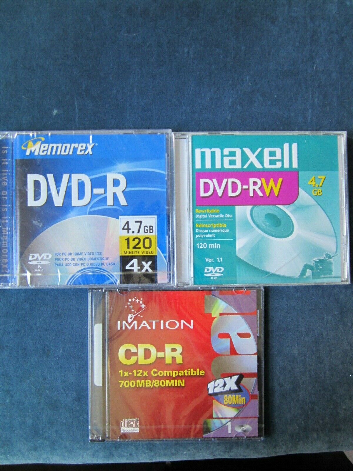 Memorex DVD_R & Maxell DVD-RW & Imation CD-R  New