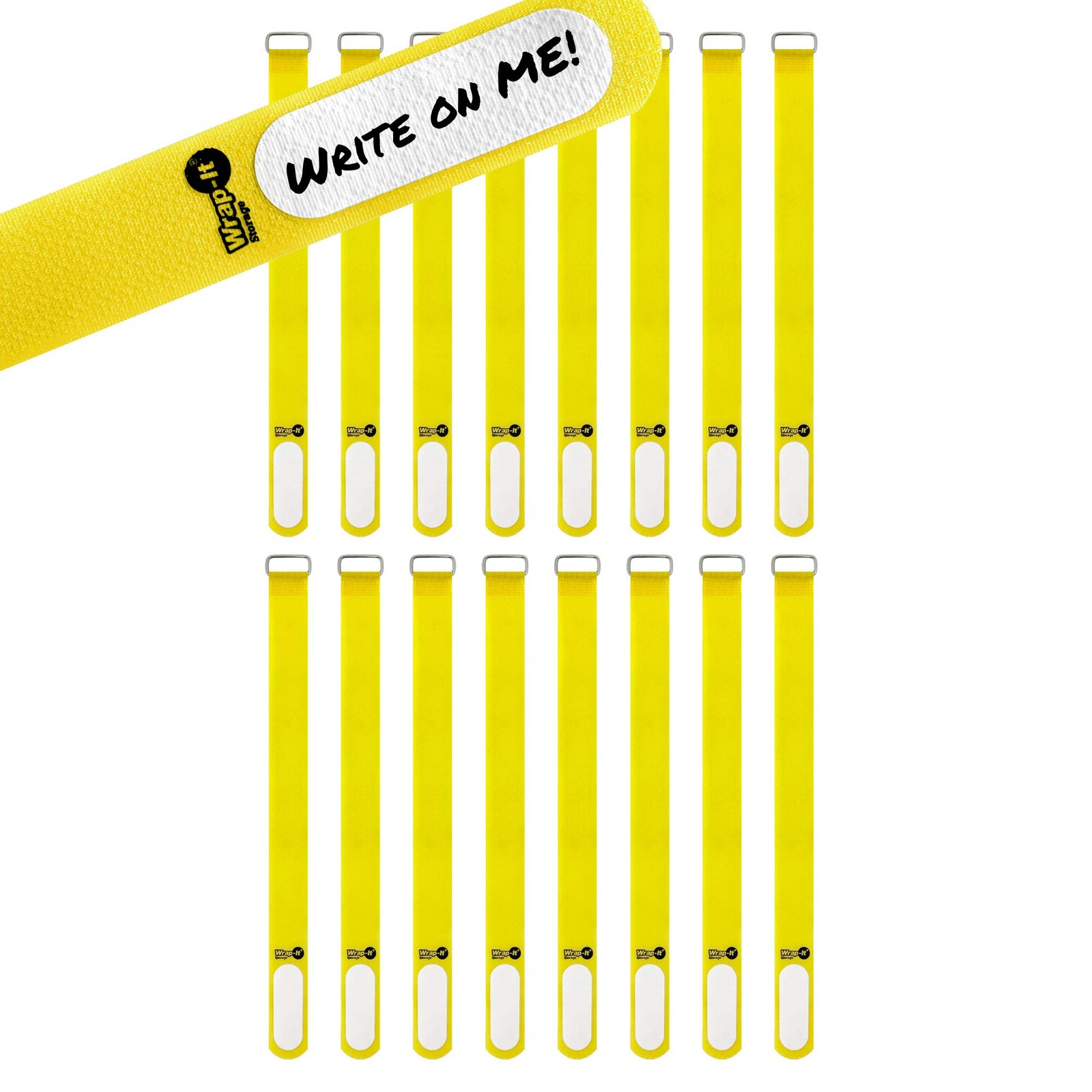 Wrap-It Storage Cinch-Straps, 12" 16 Pack (Yellow)