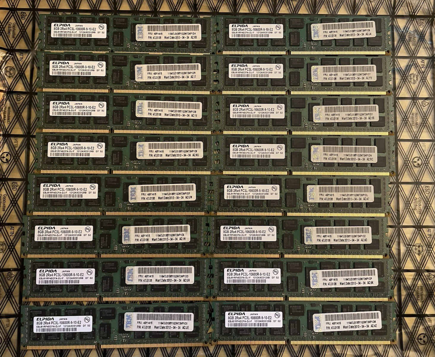 128GB 16x8GB DDR3-1333 PC3L-10600R-9-10-E2 IBM Genuine Ram FRU: 49Y1415