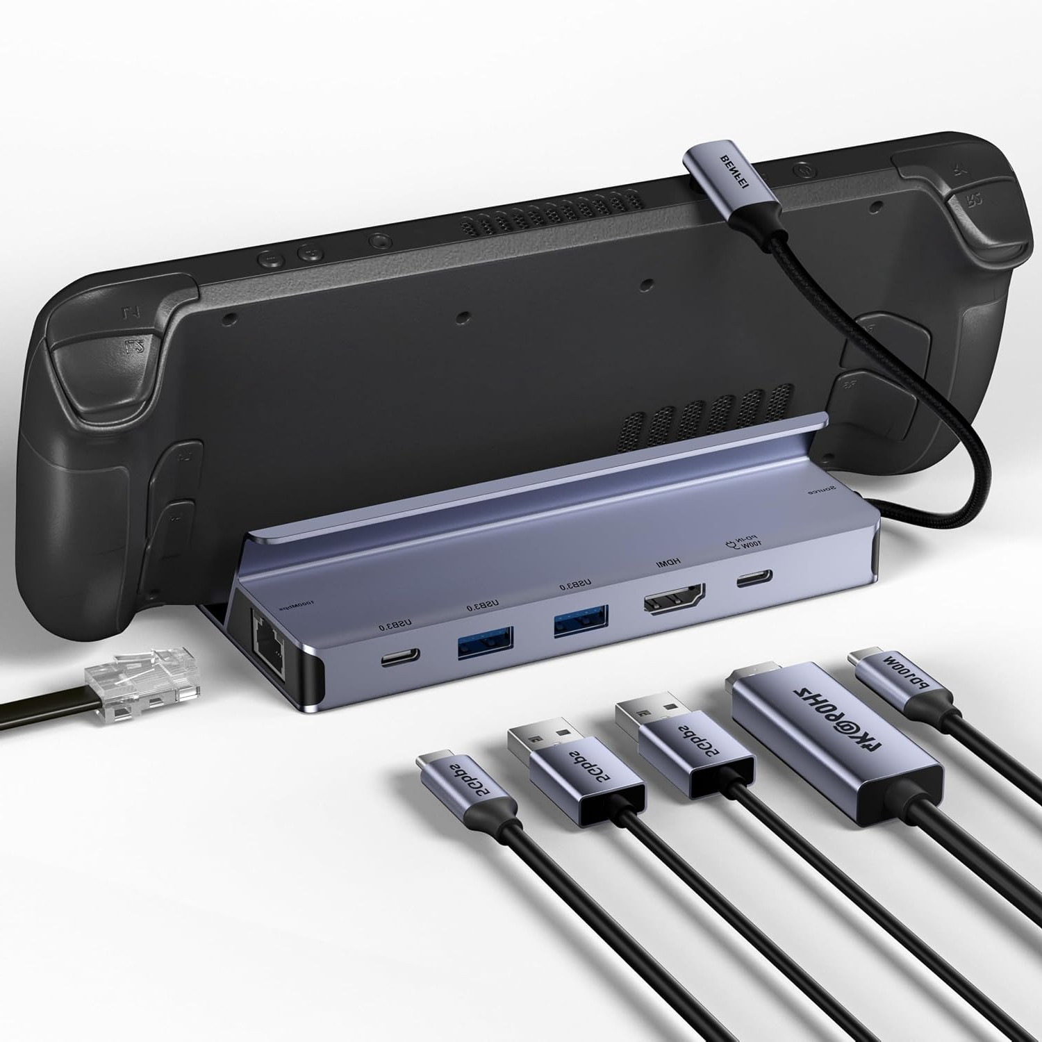 6-in-1 Docking Station for Steam Deck and ROG Ally, 4K HDMI, 100W PD