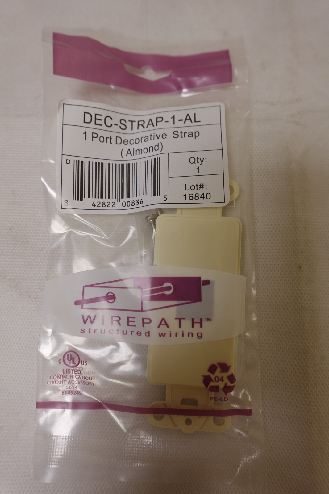 (LOT OF 5) Wirepath 1-Port Single Port Decorative Strap (Almond) DEC-STRAP-1-AL