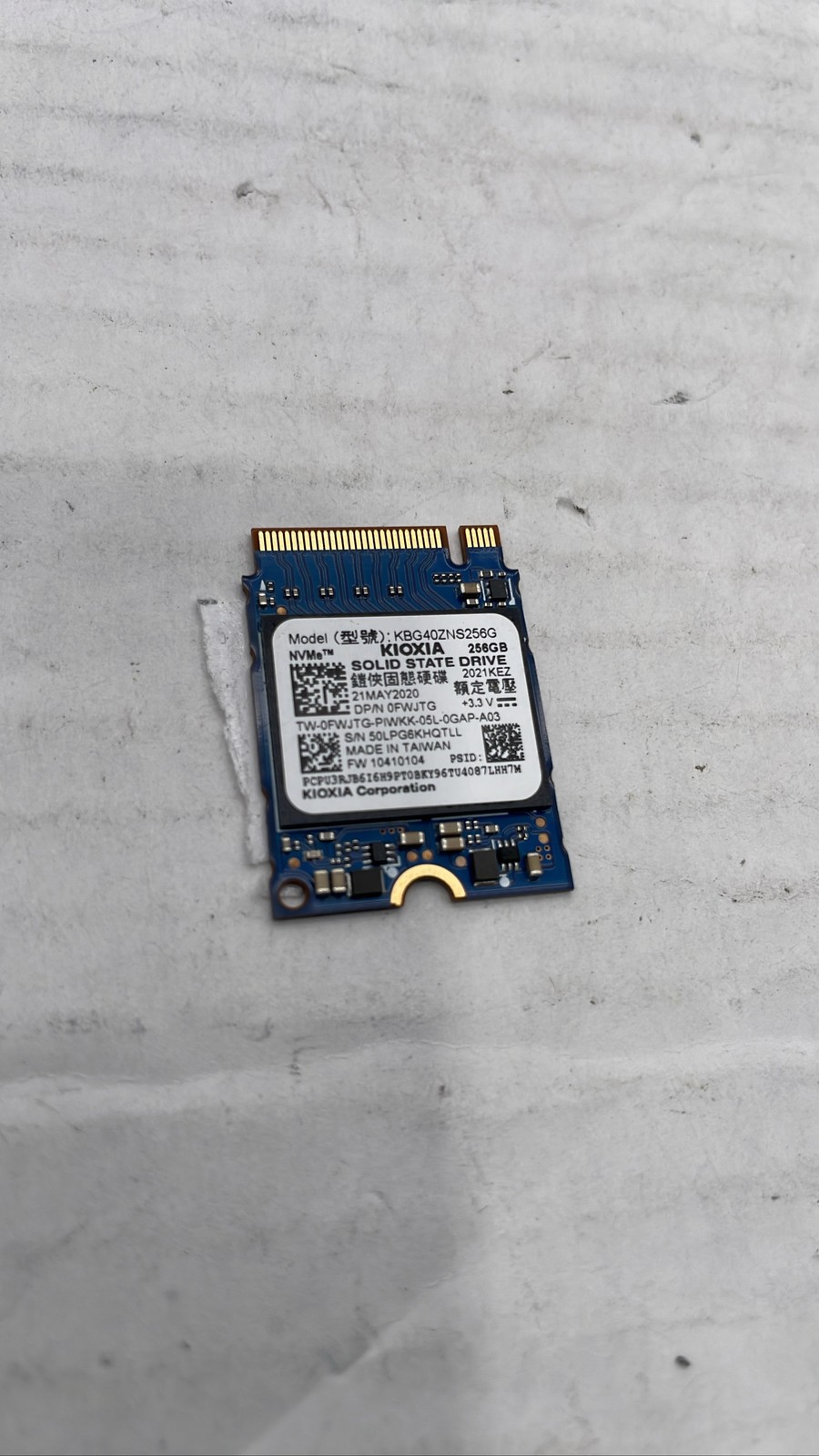 KIOXIA KBG40ZNS256G 256GB M.2 2230 NVMe PCIe SSD 0FWJTG