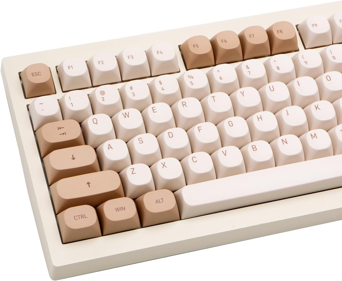 Tiramisu PBT Keycaps Retro MA Profile Cream And Brown Keycap Set