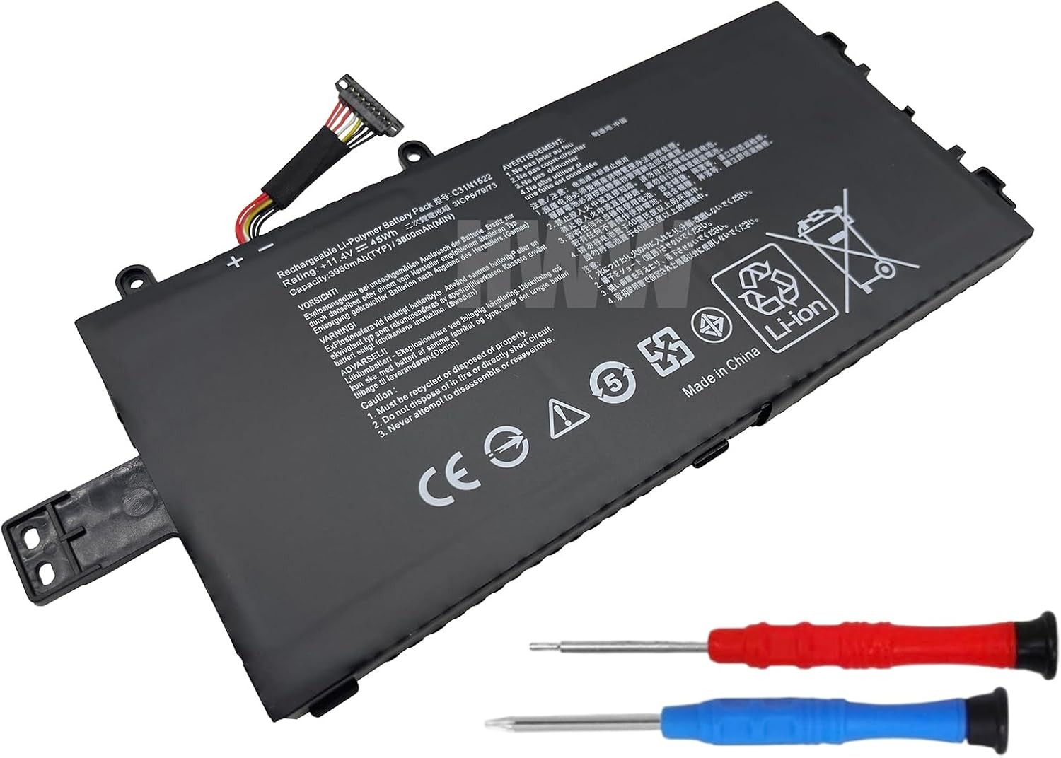 HWW New 11.4V 45Wh 3950mAh C31N1522 Battery Compatible with Asus Q553U N593UB