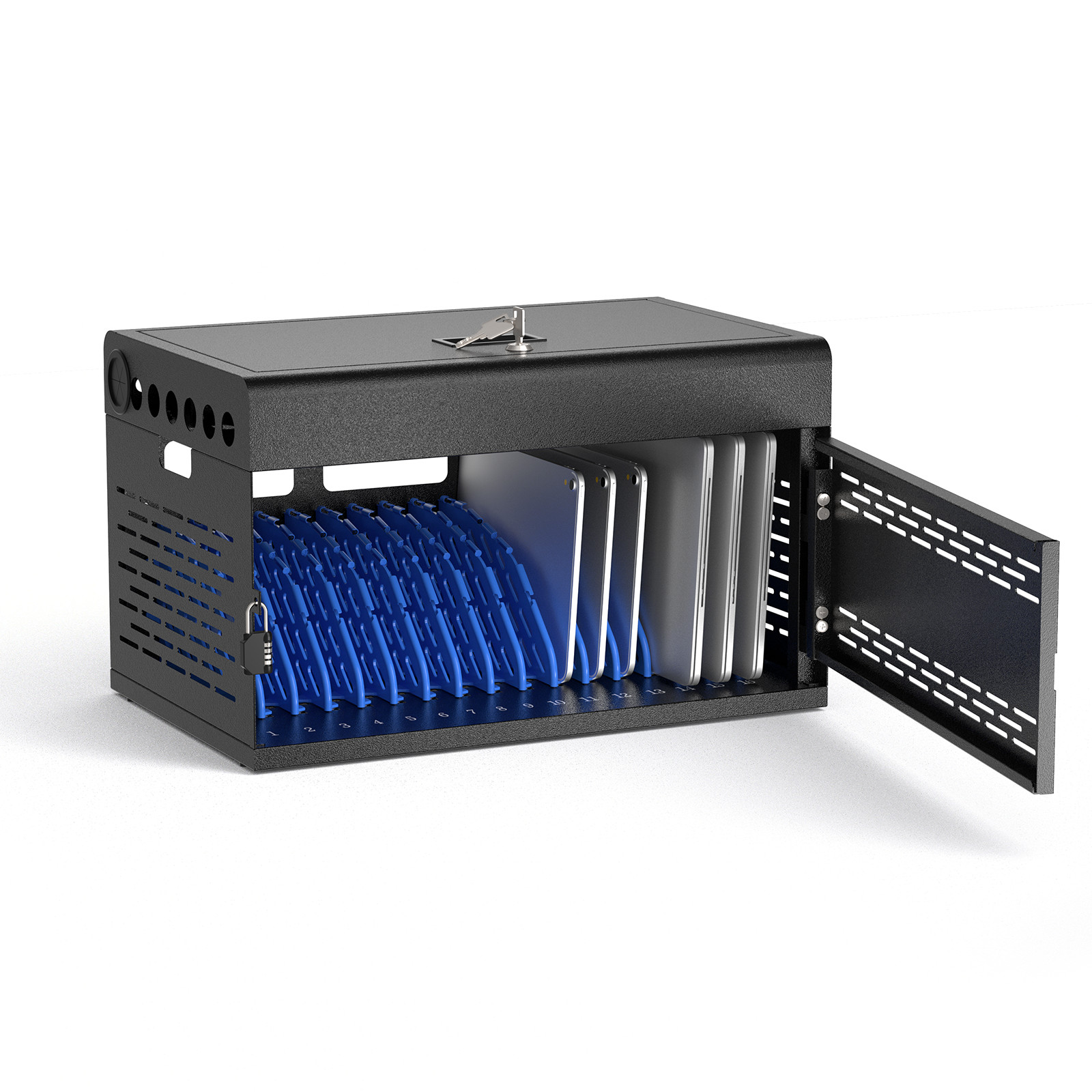 16-Device Laptop Lock Box Charging Cabinet for Classroom Tablet Charging Station