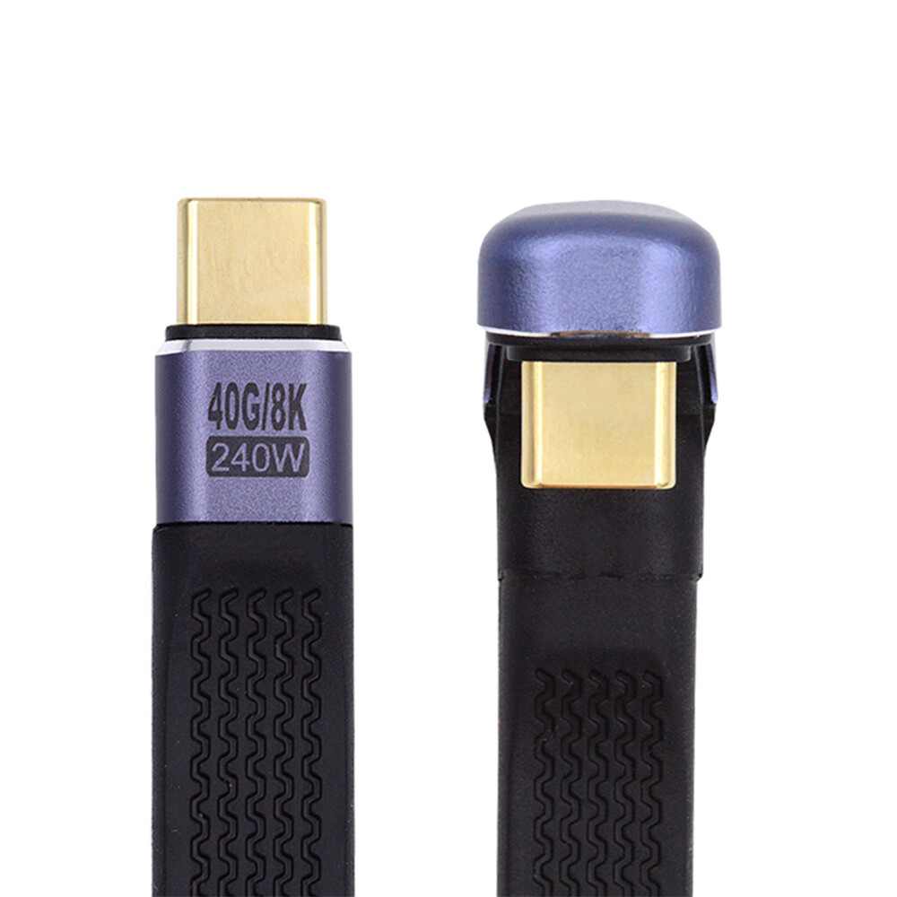 Cablecy USB-C Male to Female Opposite U Shape Back Angled Cable for Laptop Phone