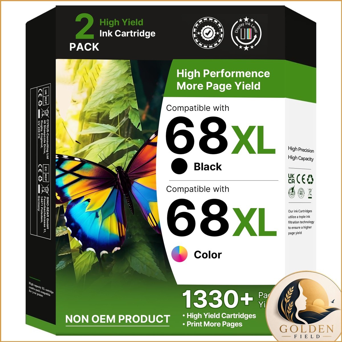 Adoccur 68XL HP 68 Ink Cartridges Black/Color Combo Pack for HP Envy 6155e