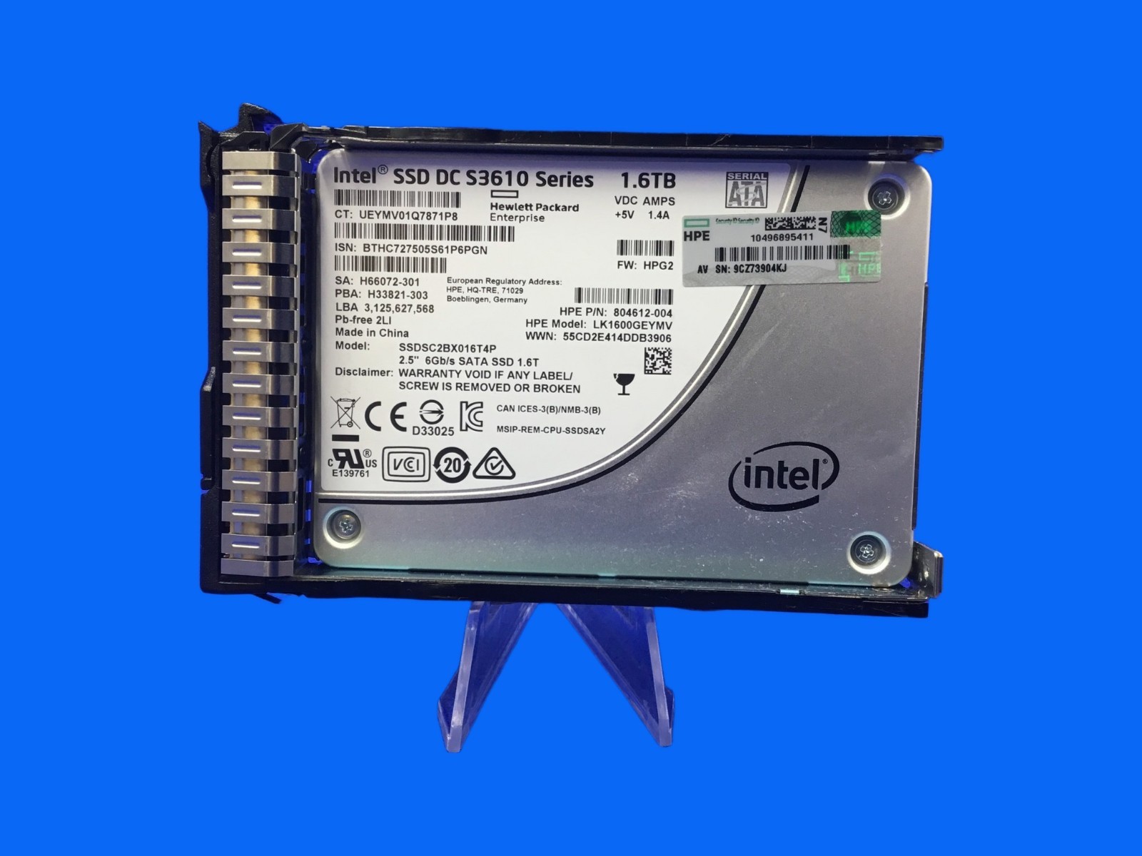 HPE 804631-B21 1.6TB SATA 6G MU 2.5 SSD Intel DC S3610 SSDSC2BX016T4P 805383-001