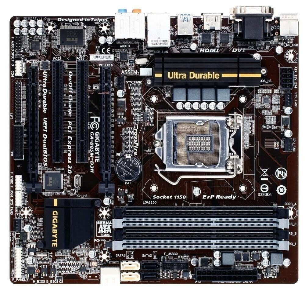 GA-B85M-D3H Gigabyte M-ATX Motherboard 1150 ddr3 B85 usb3.0 4 memory slot