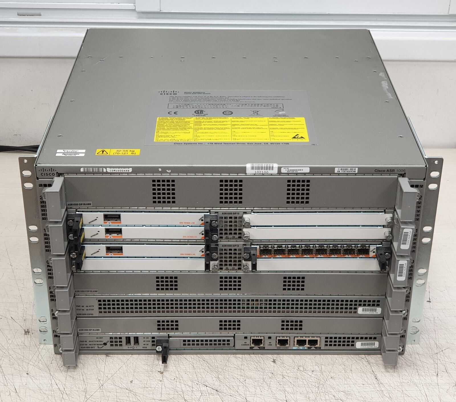 Cisco ASR1006 V02 Router with 3 x SPA-1X10GE-L-V2 + SPA-8X1GE-V2 +ASR1000-ESP40