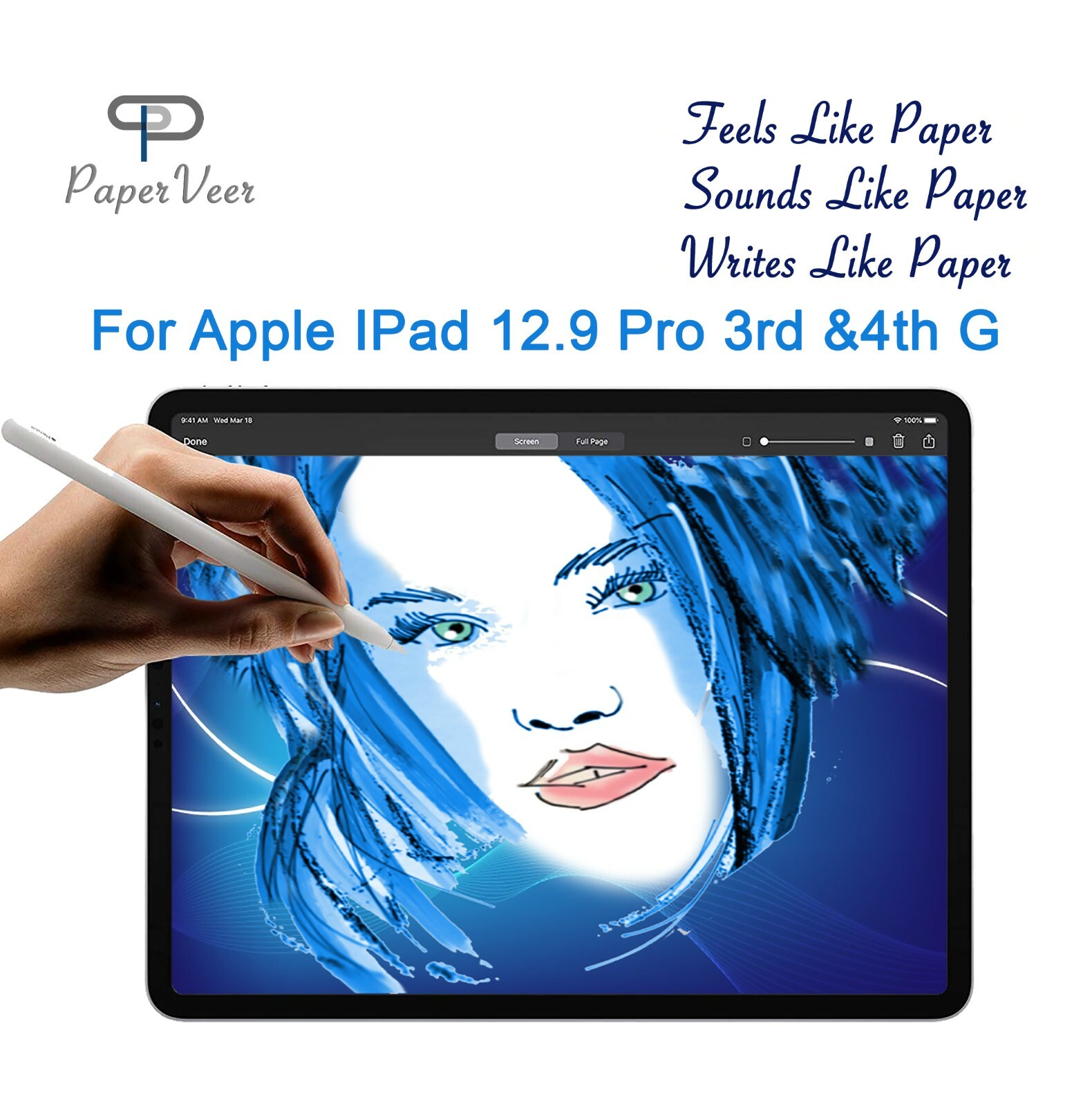 PaperVeer Matte Finish Film Anti-Glare Screen For Apple iPad Pro 12.9 in 